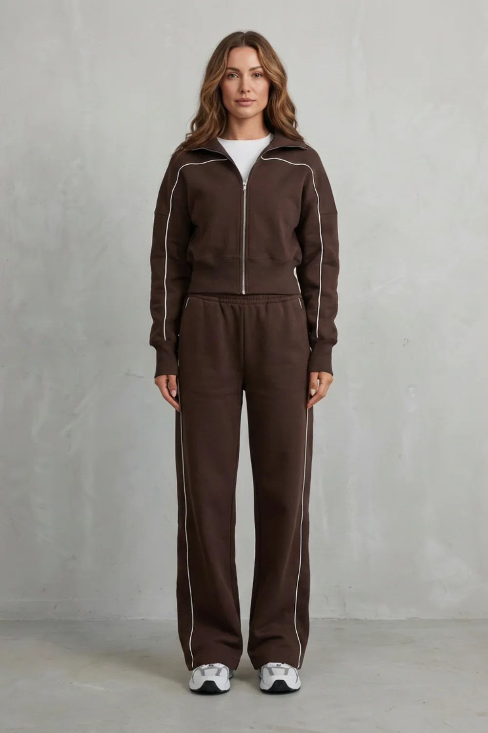 Savina – Urban Edge Piped Zip Jacket & Wide-Leg Pants Set - Image 2