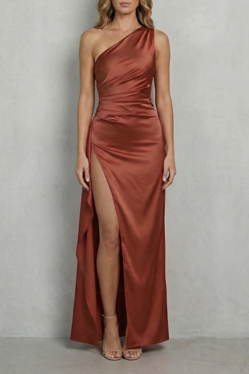 Scarlette – Liquid satin drape – One-shoulder evening gown - Image 13