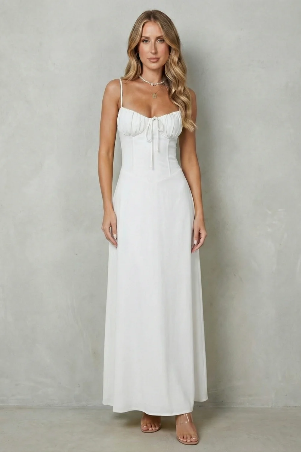 Selena – Soft corset charm – Sleeveless flowing maxi dress - Image 10