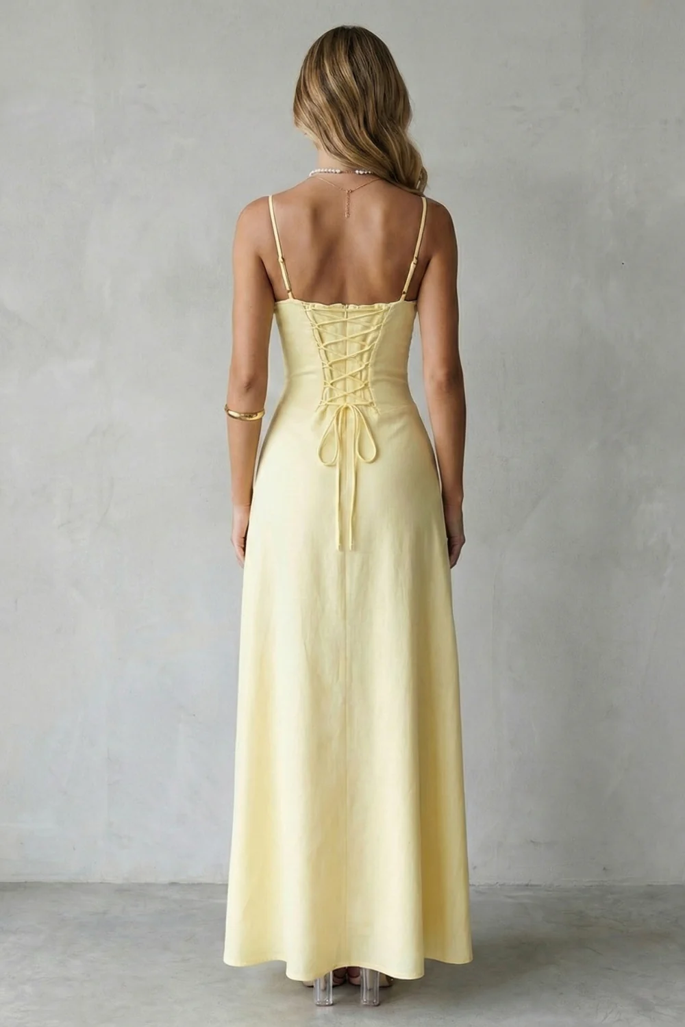 Selena – Soft corset charm – Sleeveless flowing maxi dress - Image 4