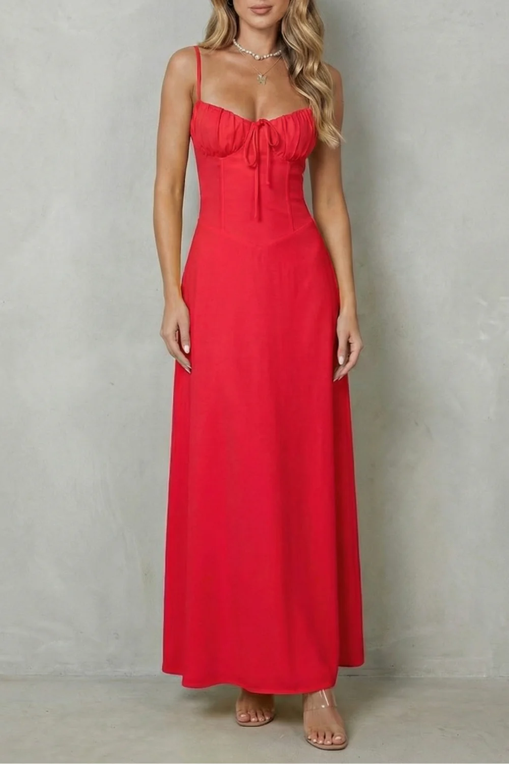 Selena – Soft corset charm – Sleeveless flowing maxi dress - Image 5