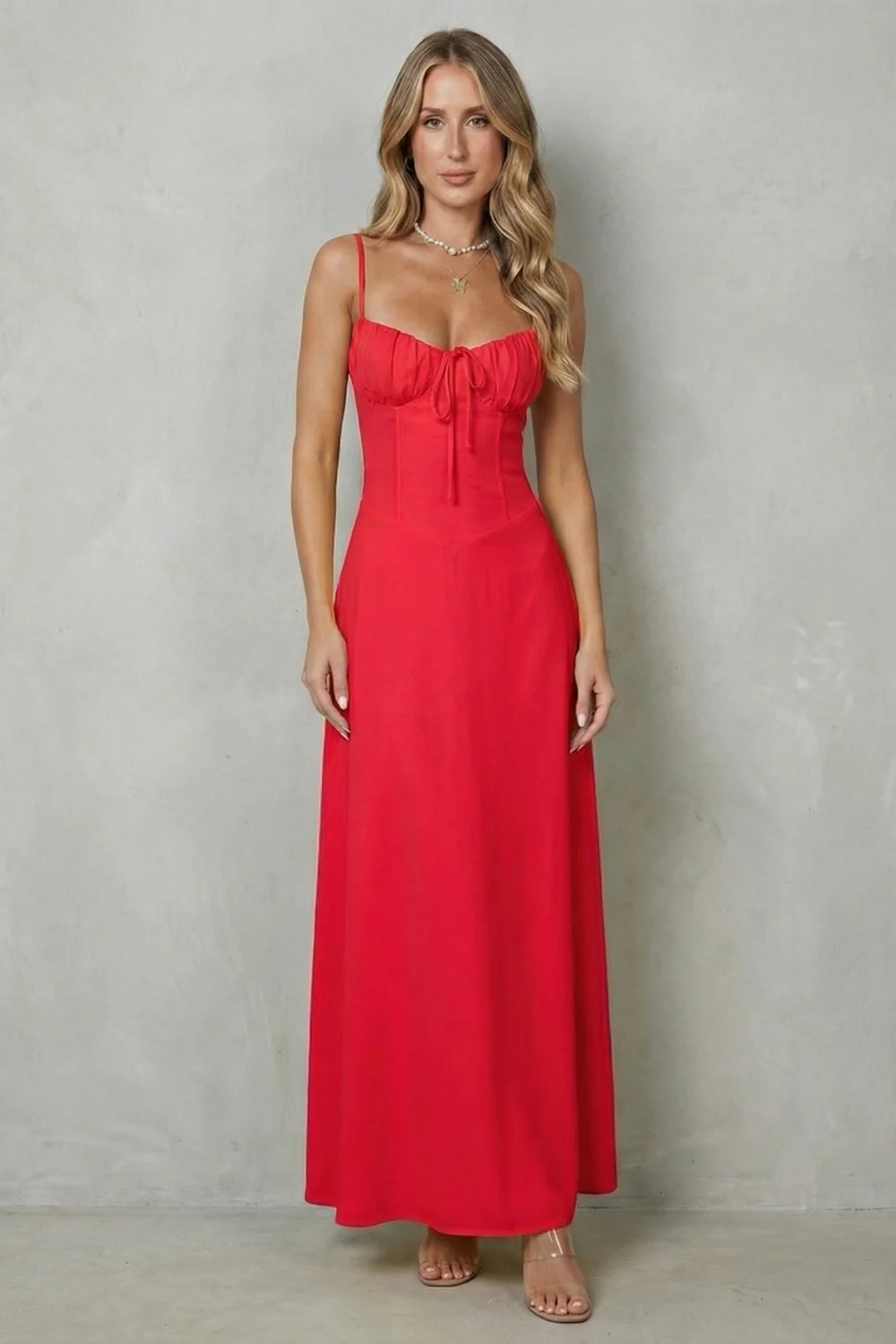 Selena – Soft corset charm – Sleeveless flowing maxi dress - Image 6