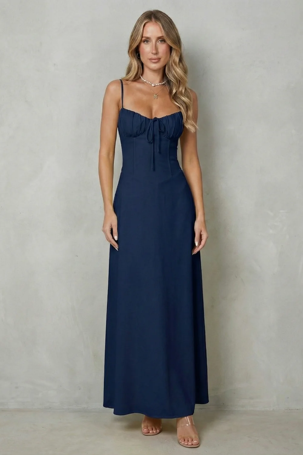 Selena – Soft corset charm – Sleeveless flowing maxi dress - Image 8