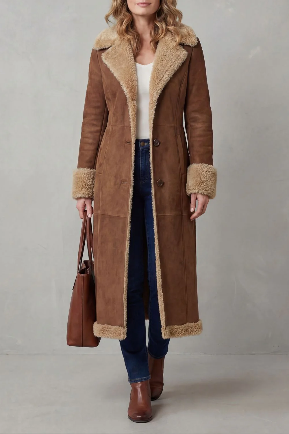 Selvion – Shearling-lined silhouette – Long winter coat