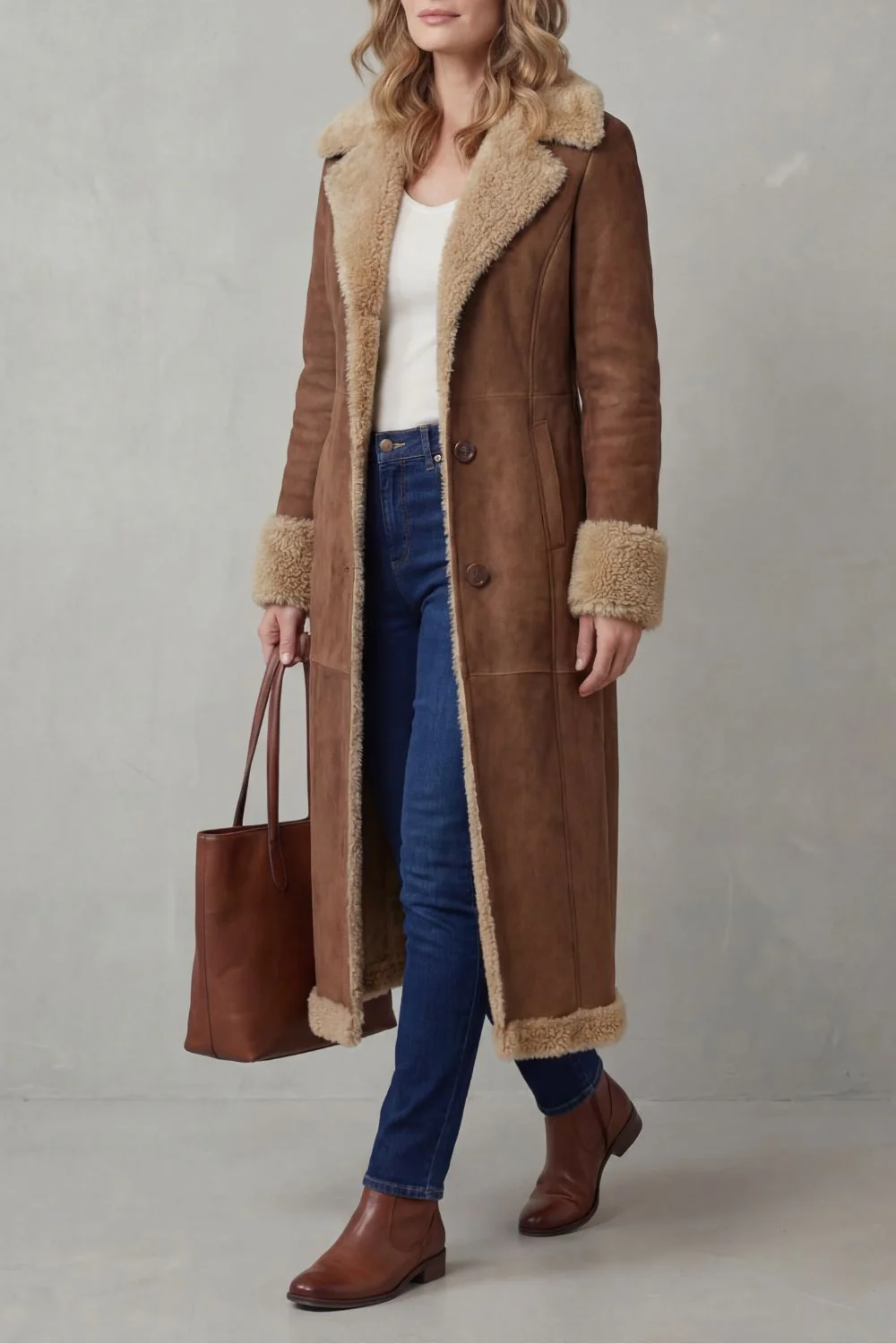 Selvion – Shearling-lined silhouette – Long winter coat - Image 3