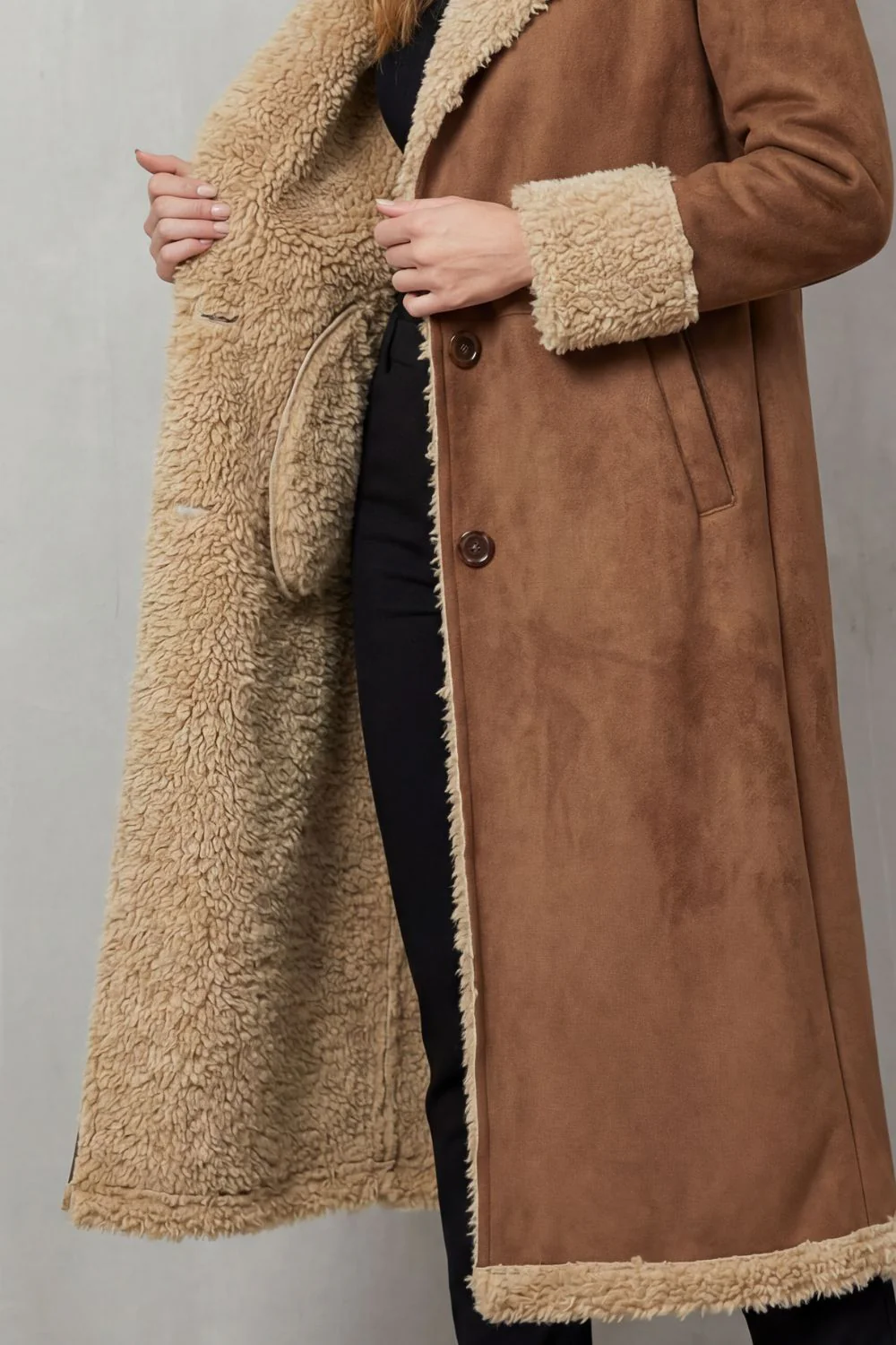 Selvion – Shearling-lined silhouette – Long winter coat - Image 5