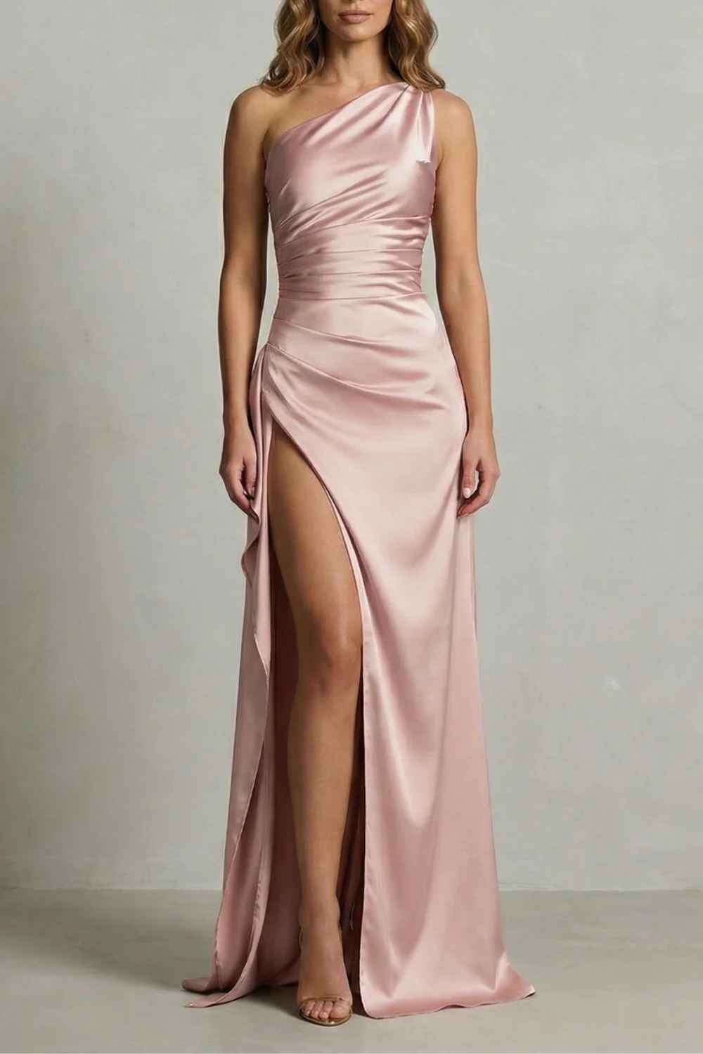 Seraphina – Liquid satin allure – One shoulder maxi dress - Image 7