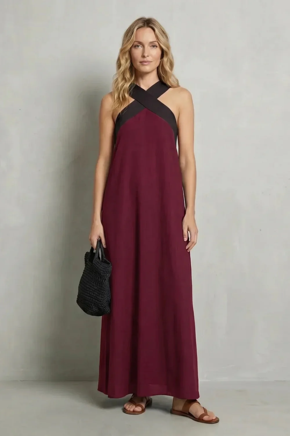 Seravelle – Cross-halter elegance – Maxi dress - Image 13