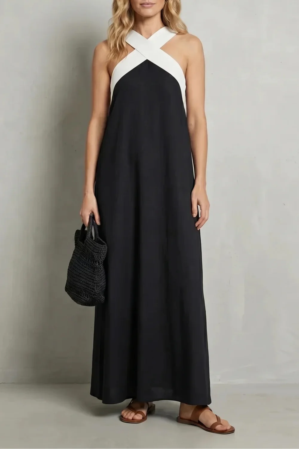 Seravelle – Cross-halter elegance – Maxi dress - Image 14