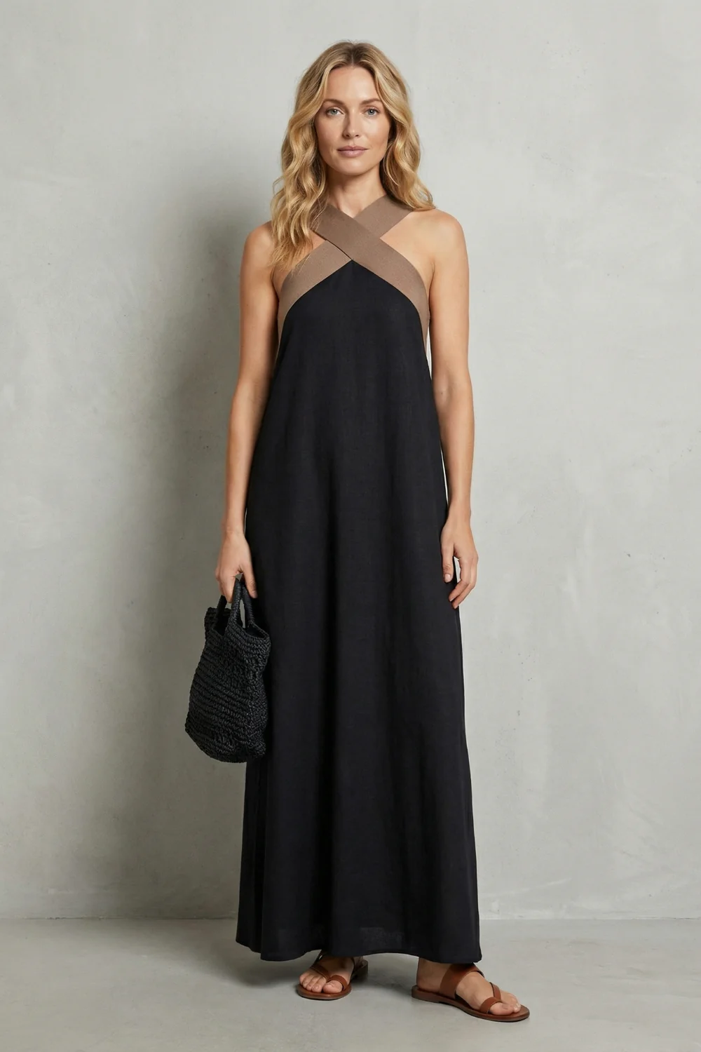 Seravelle – Cross-halter elegance – Maxi dress - Image 2