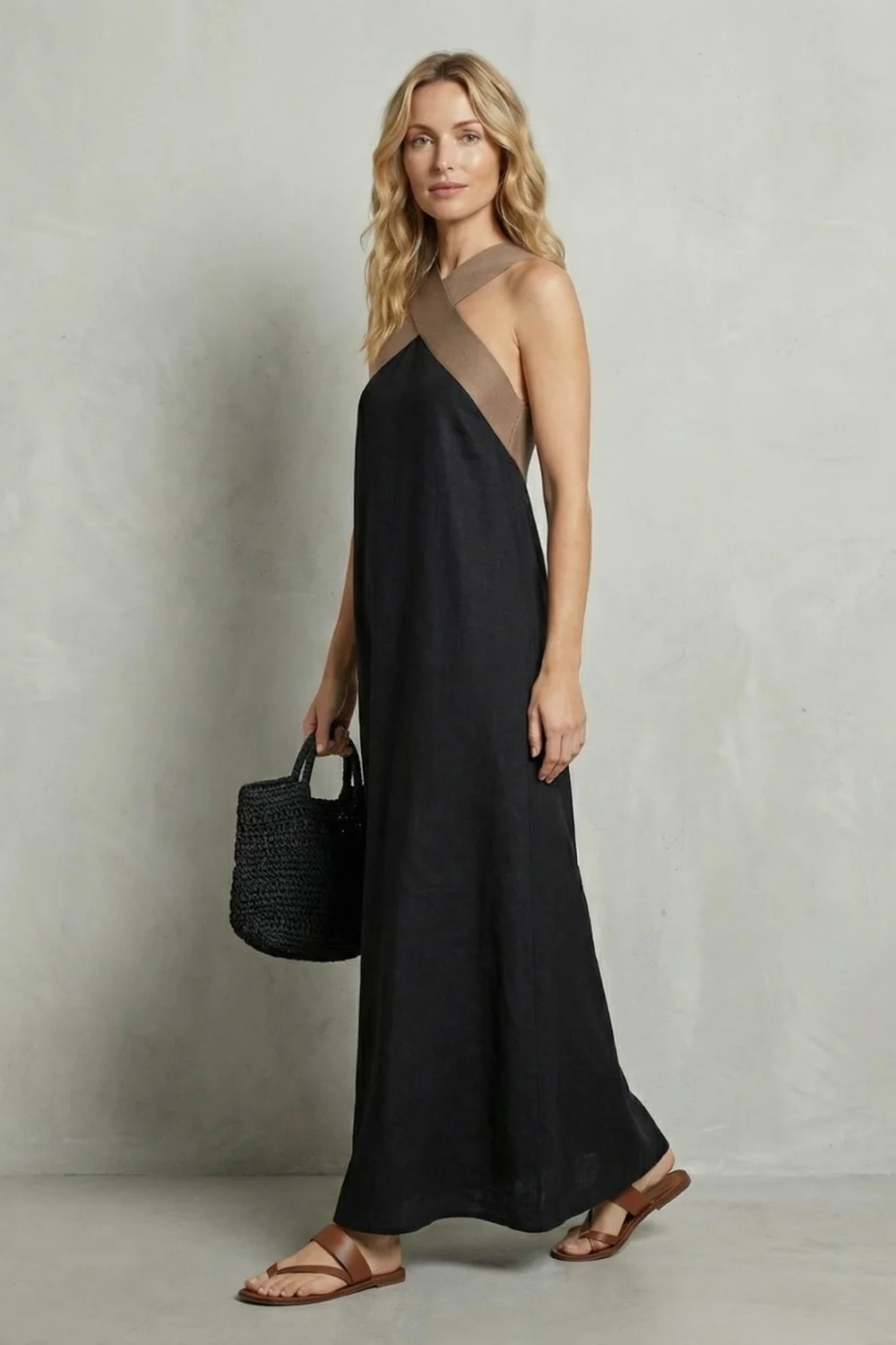 Seravelle – Cross-halter elegance – Maxi dress - Image 3