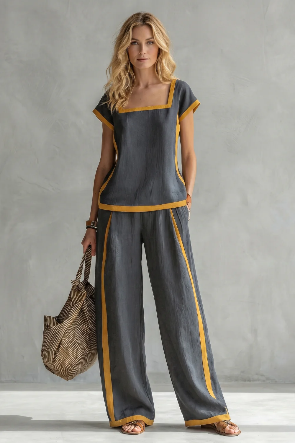 Serelisse – Contrast trim relaxed silhouette – Two-piece set - Image 2