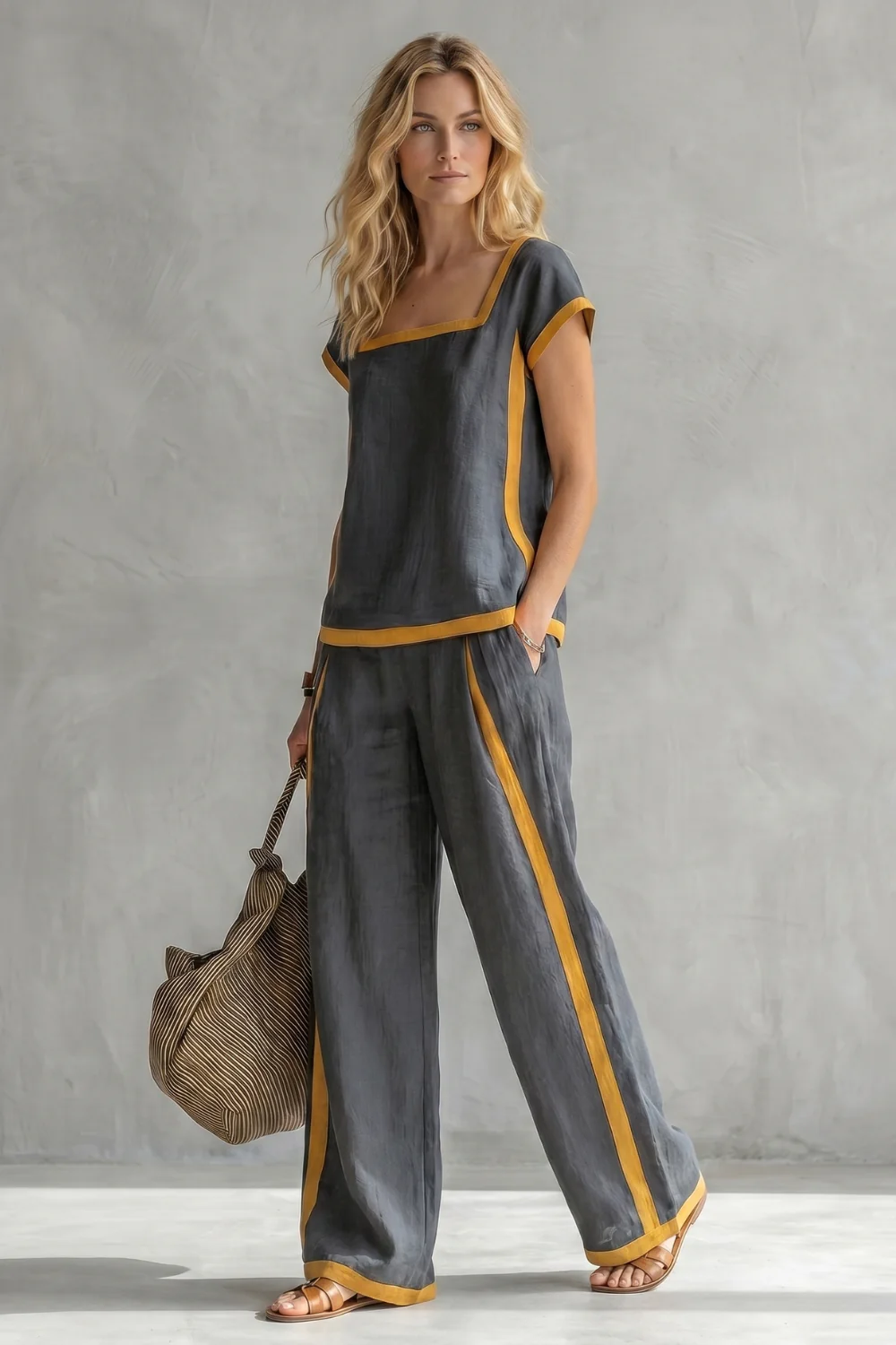 Serelisse – Contrast trim relaxed silhouette – Two-piece set - Image 3