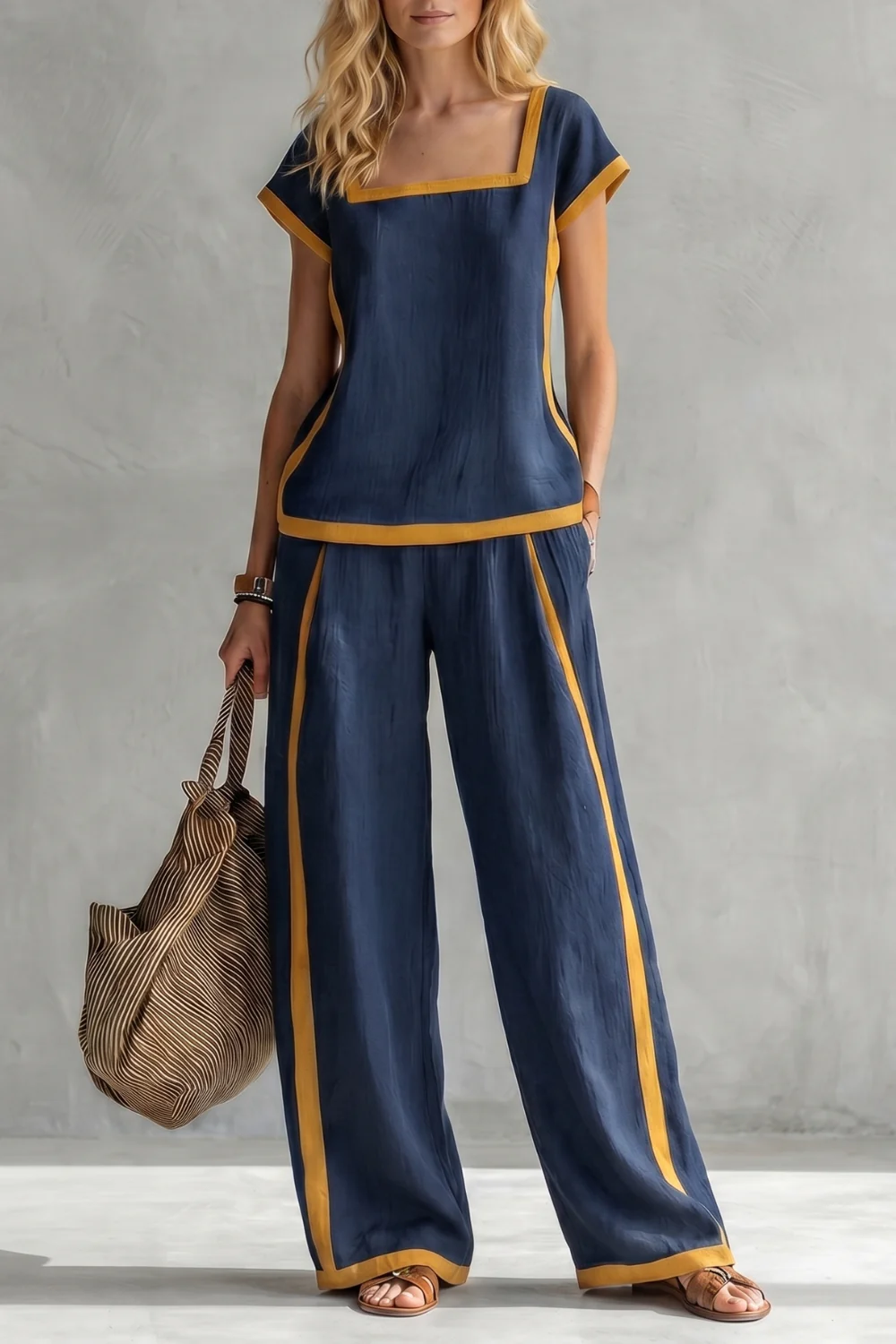 Serelisse – Contrast trim relaxed silhouette – Two-piece set - Image 5