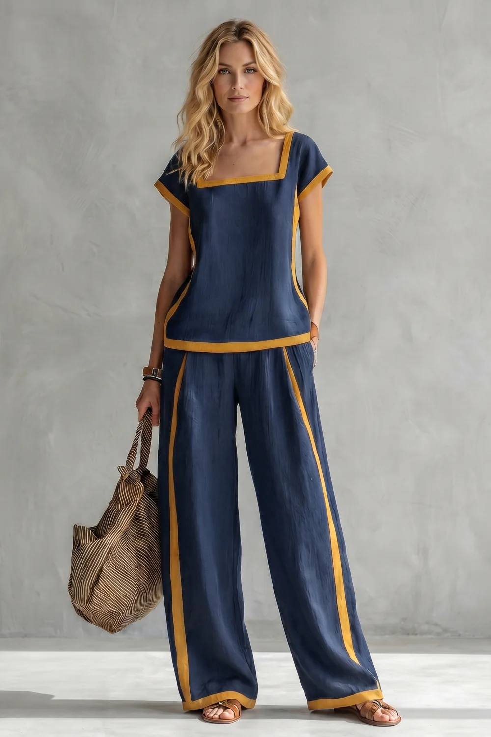 Serelisse – Contrast trim relaxed silhouette – Two-piece set - Image 6