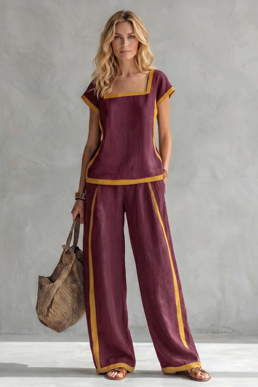 Serelisse – Contrast trim relaxed silhouette – Two-piece set - Image 8