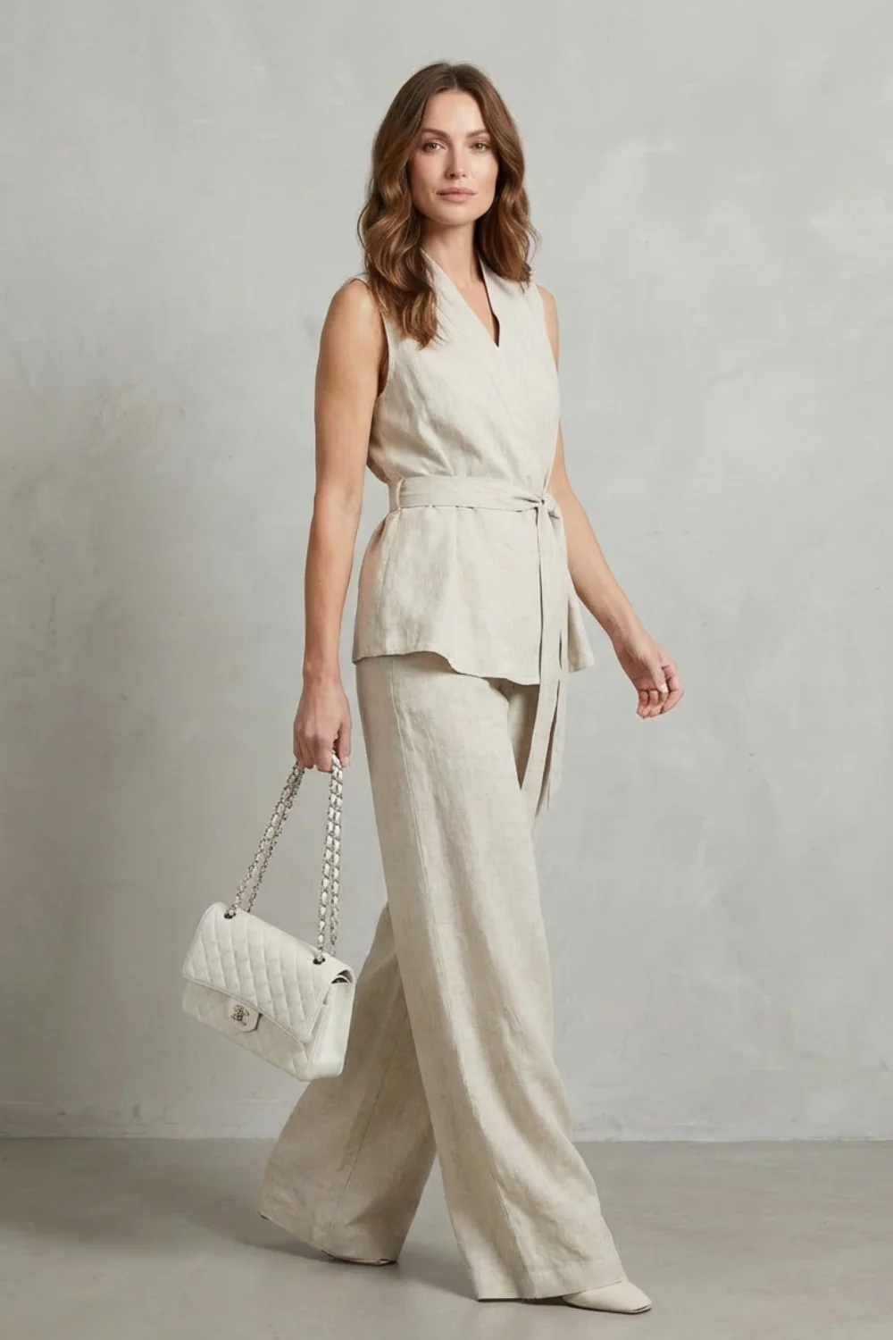 Serina – Sleeveless V-Neck Set – Summer Bow Tie Two-Piece - Image 3