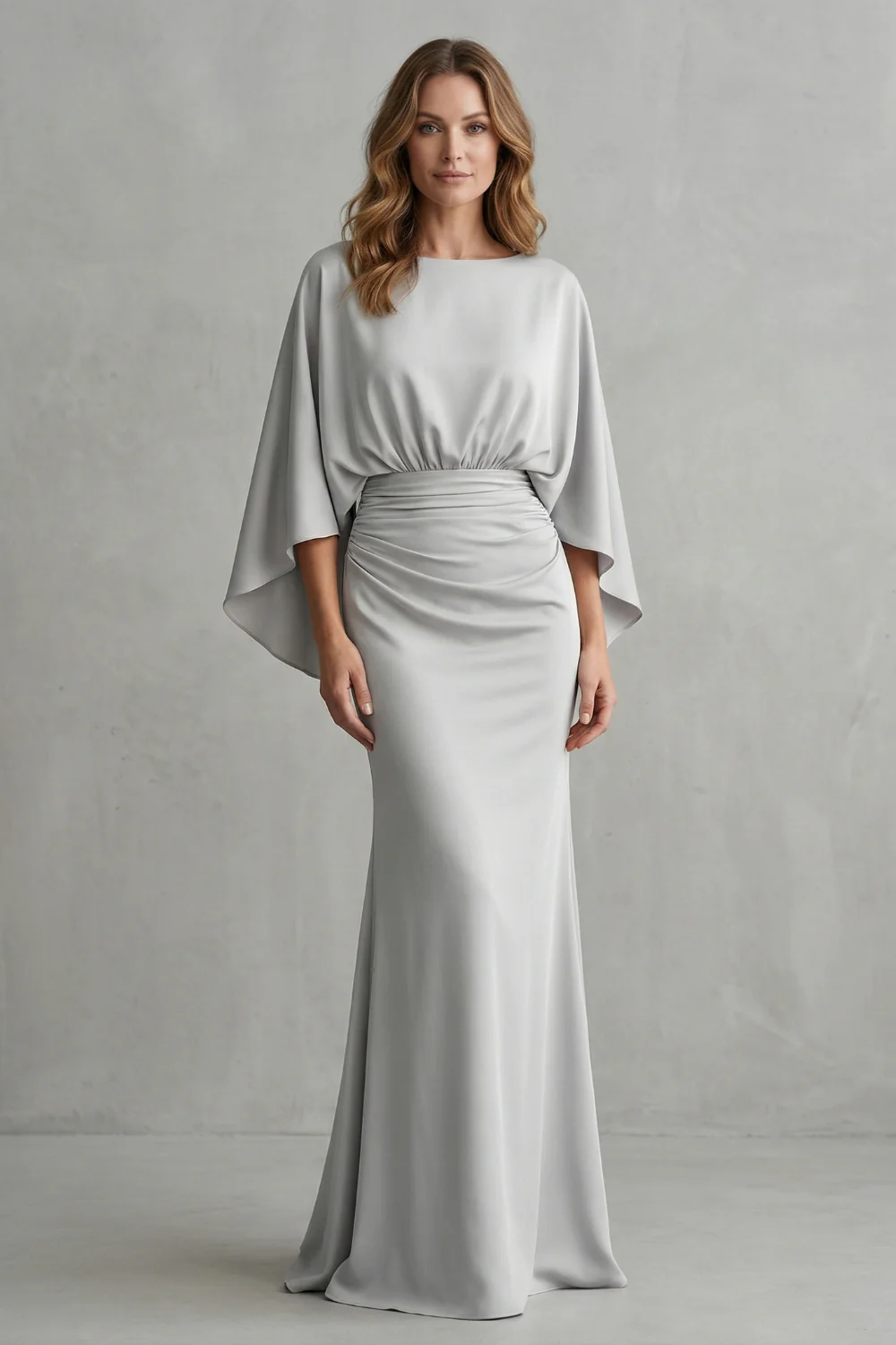 Silvarelle – Draped batwing elegance – Maxi dress - Image 2