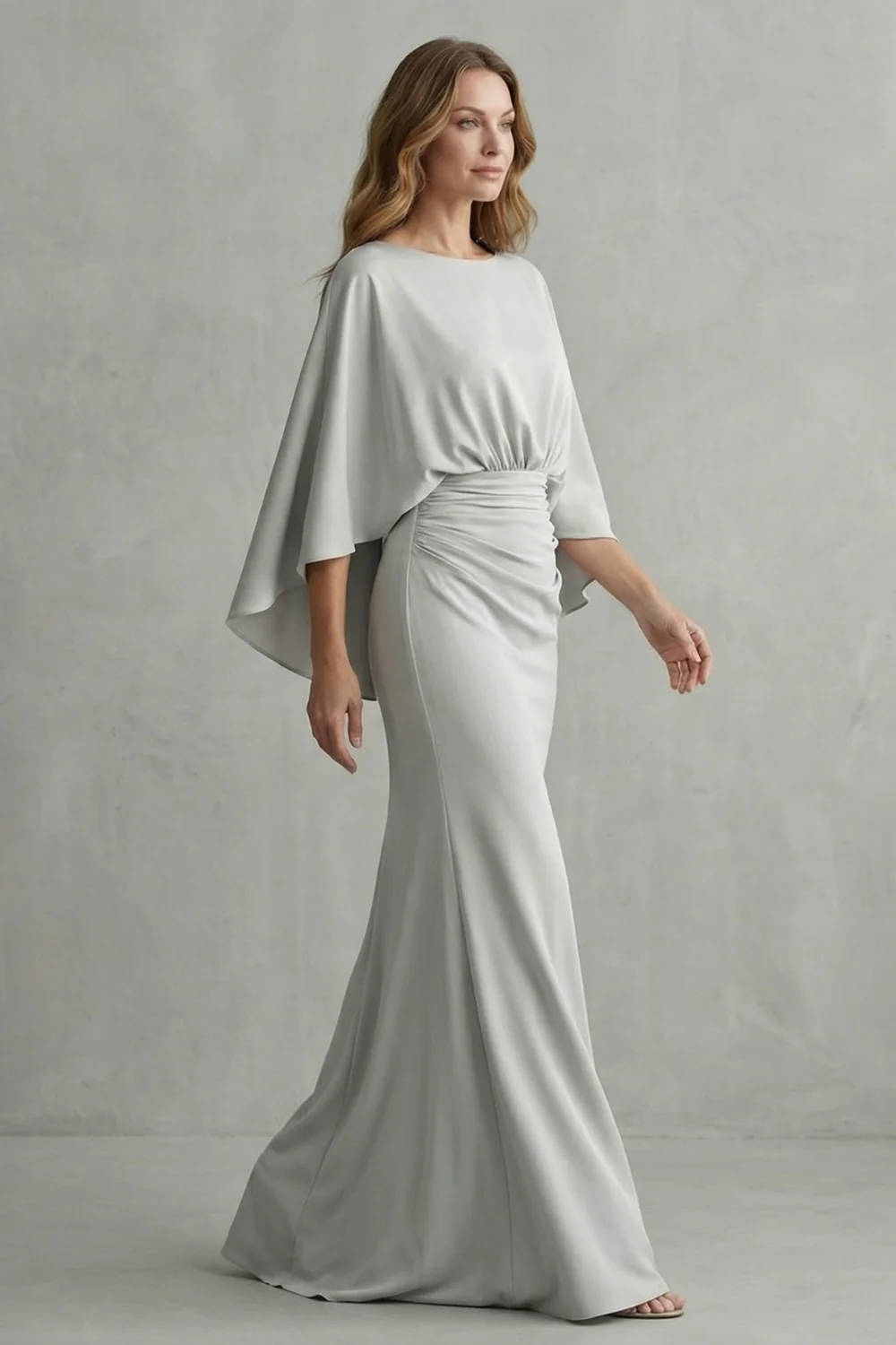 Silvarelle – Draped batwing elegance – Maxi dress - Image 3