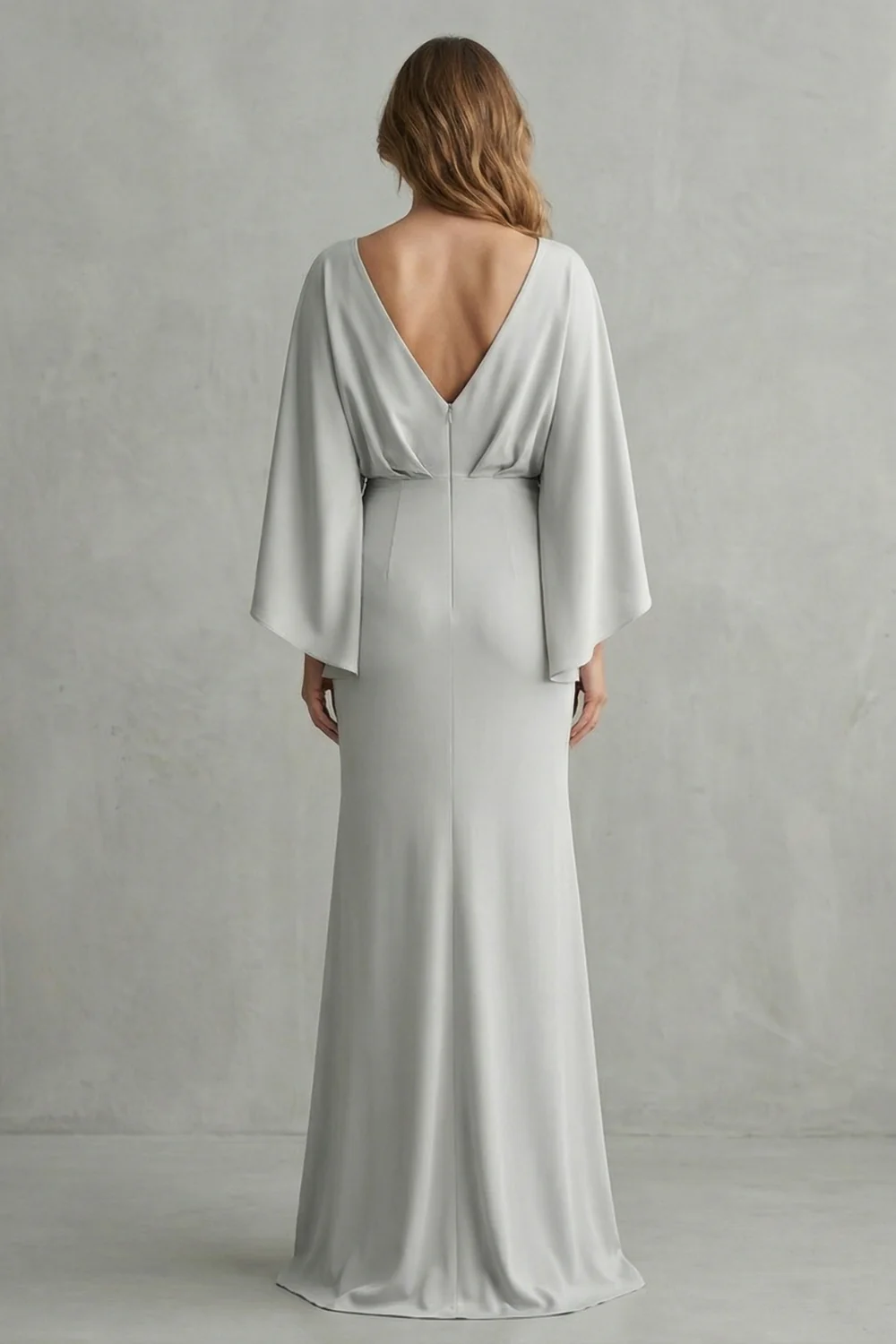 Silvarelle – Draped batwing elegance – Maxi dress - Image 4