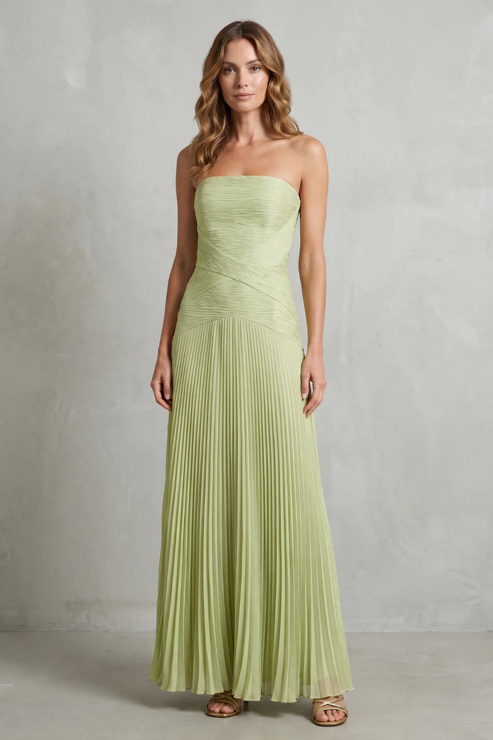 Skyelle – Pleated strapless elegance – Maxi dress - Image 2
