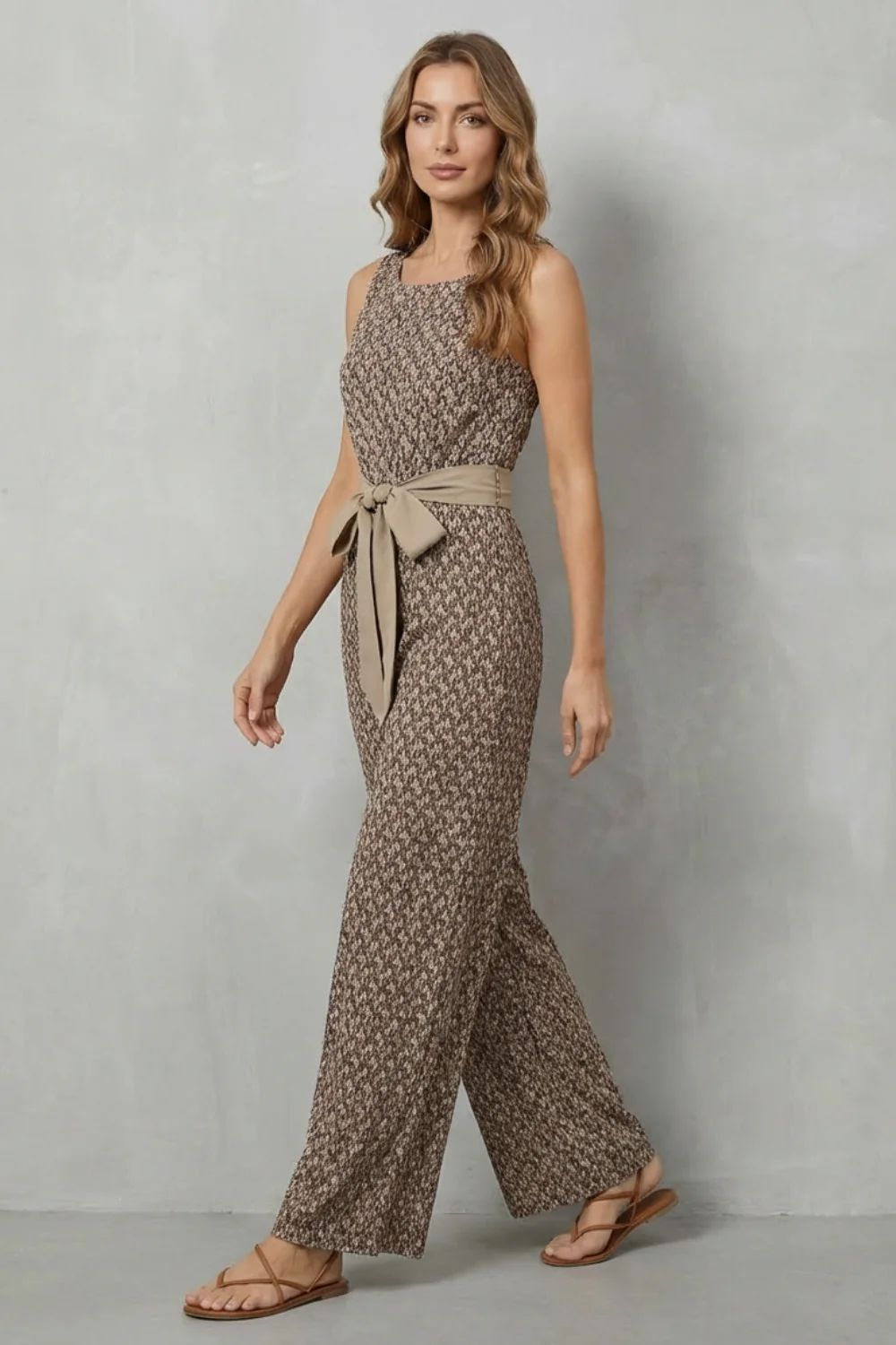 Solanette – Printed tie-waist – Sleeveless jumpsuit - Image 3