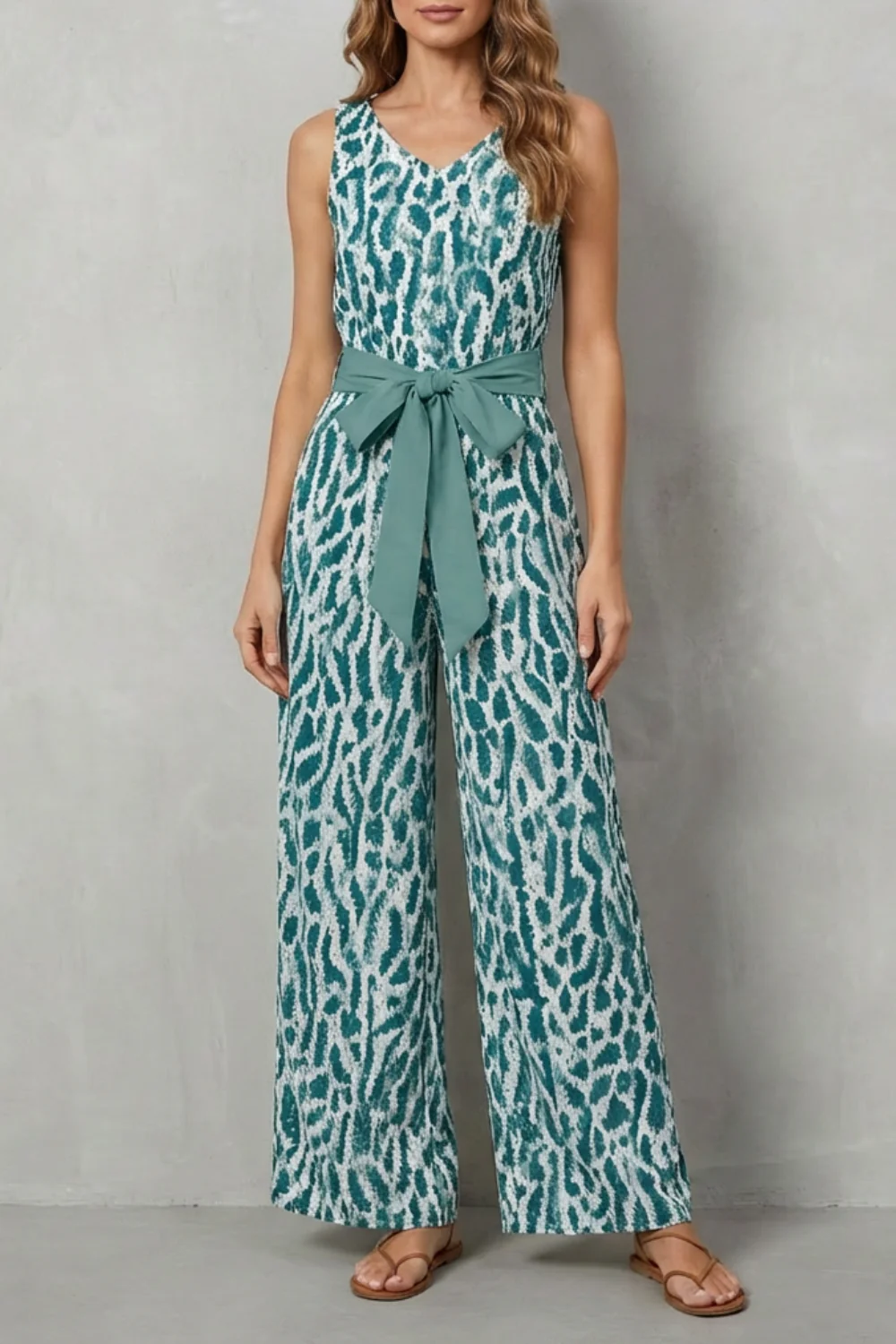 Solanette – Printed tie-waist – Sleeveless jumpsuit - Image 5