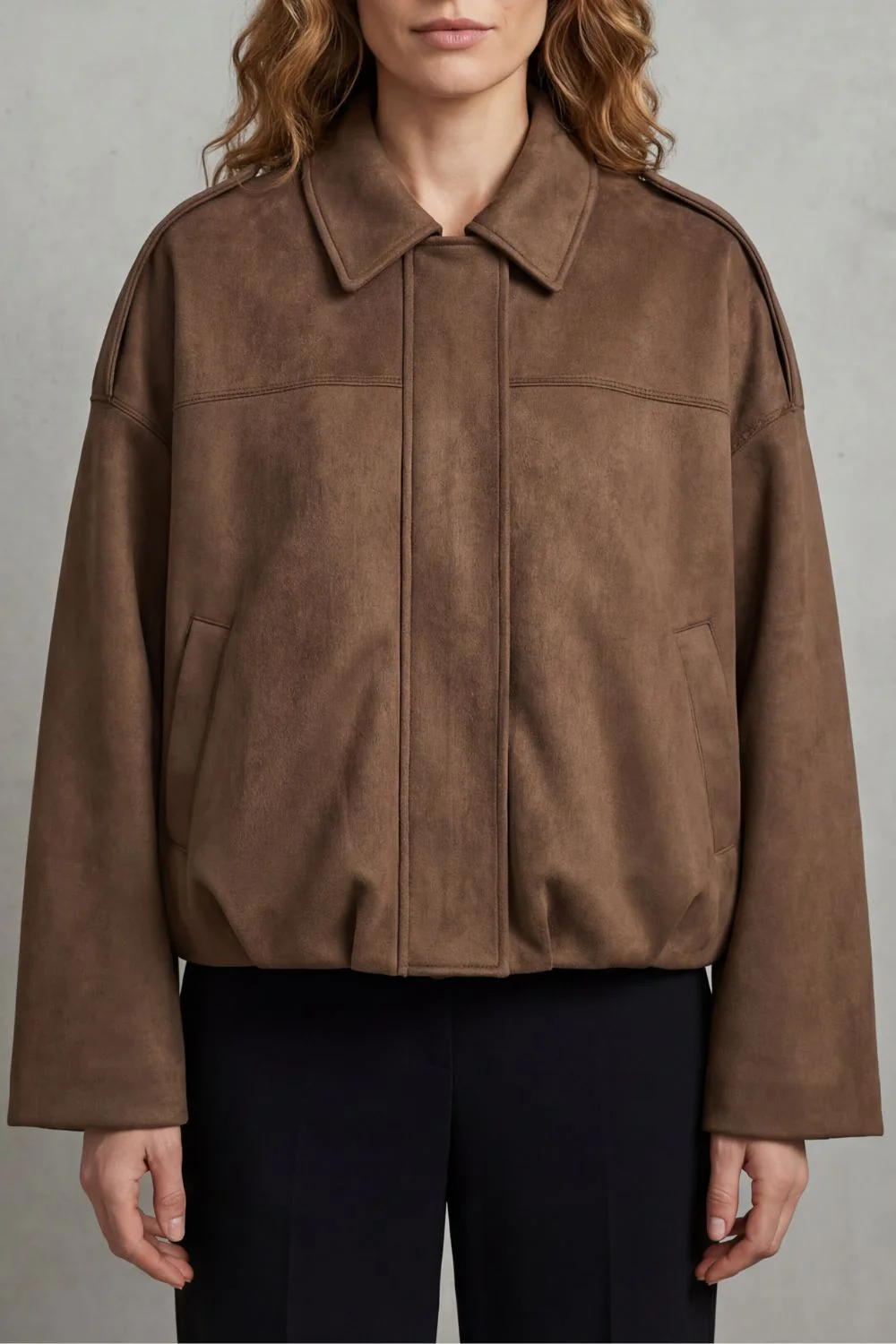 Solenné – Sculpted volume – Suede bomber jacket - Image 5