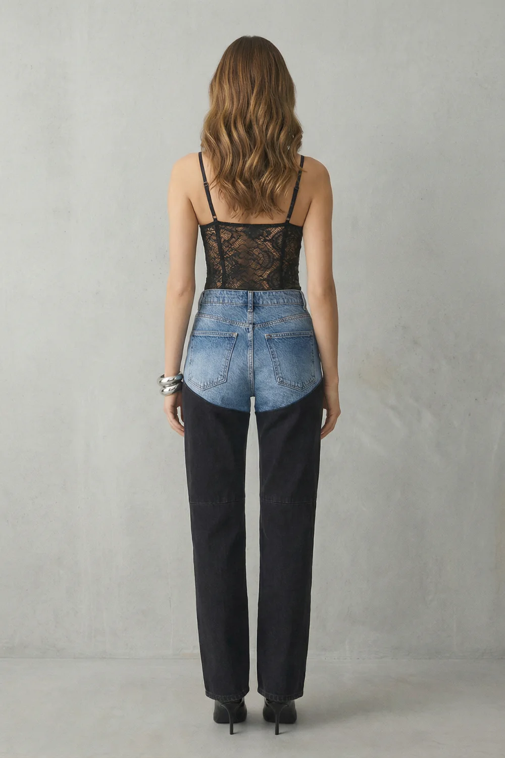 Valbrune – Two-tone illusion – High-rise straight jeans - Image 4