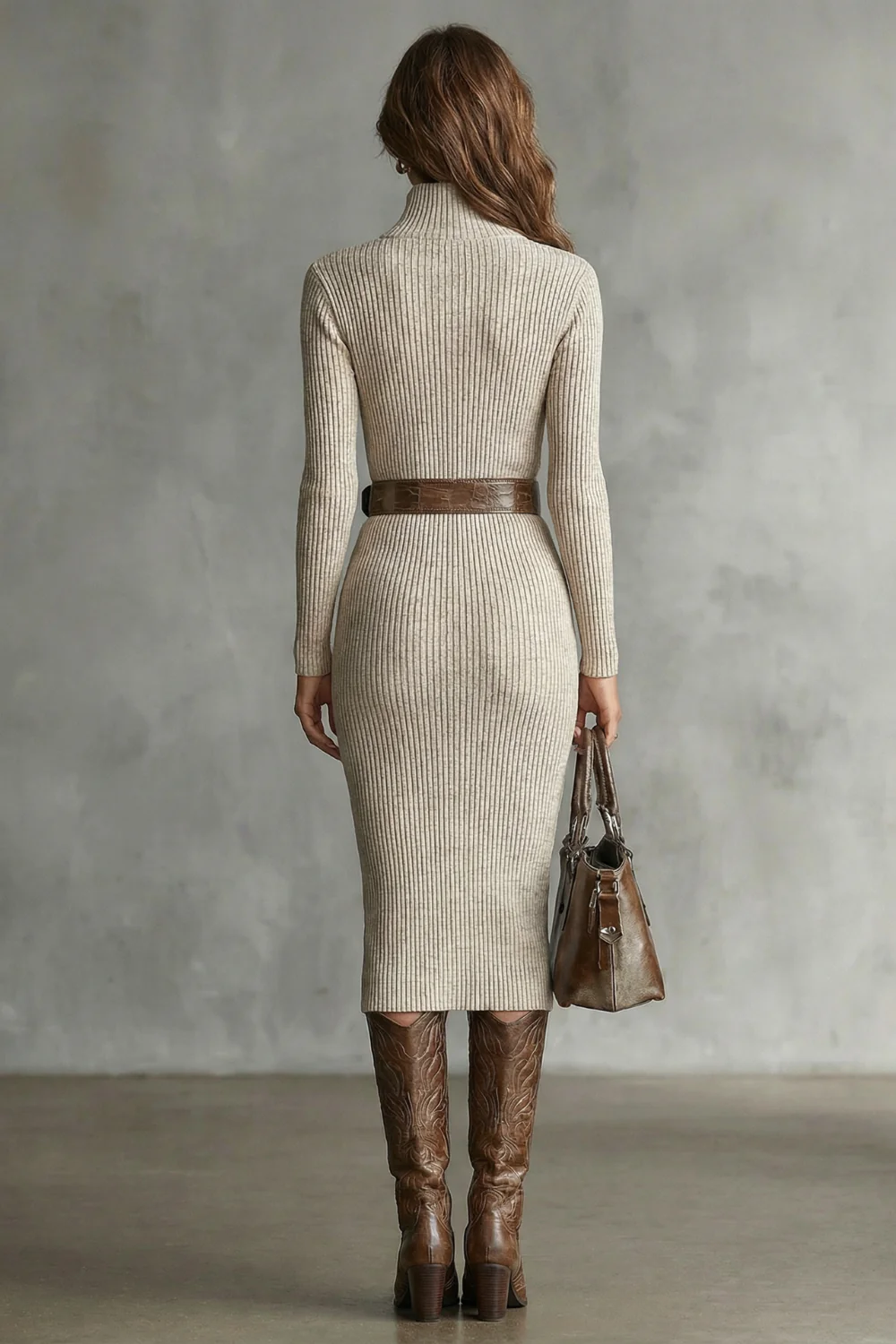 Valenoré – Sculpted elegance – Knit midi dress - Image 4