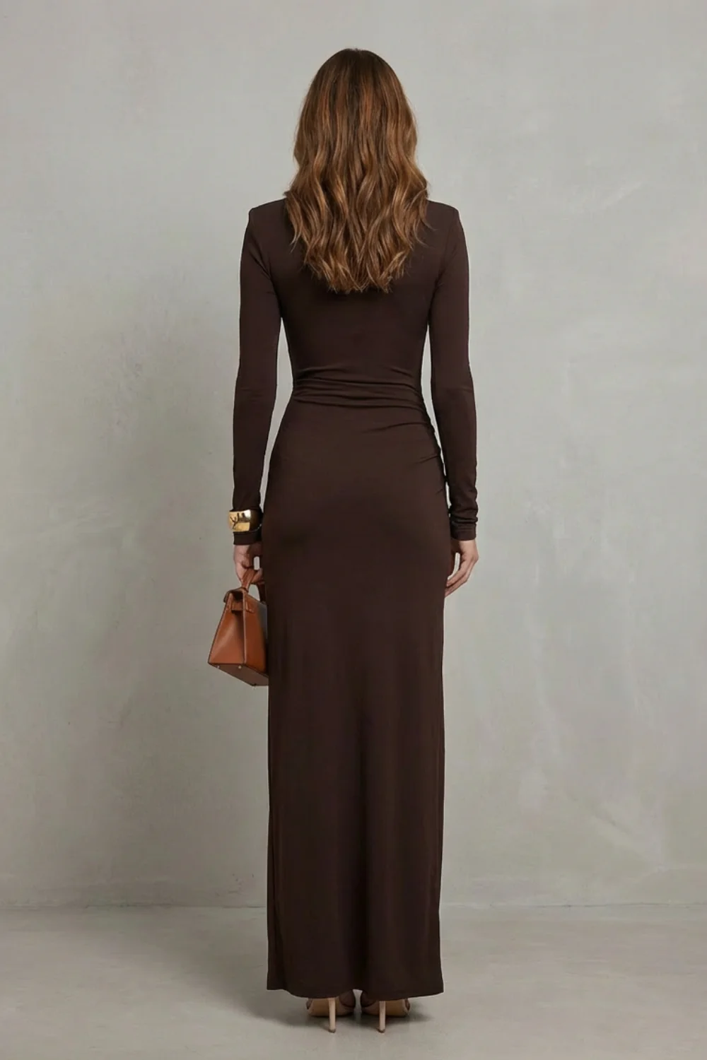 Vanessa – Draped Waist High-Slit Dress – Sophisticated Evening Glamour - Image 4