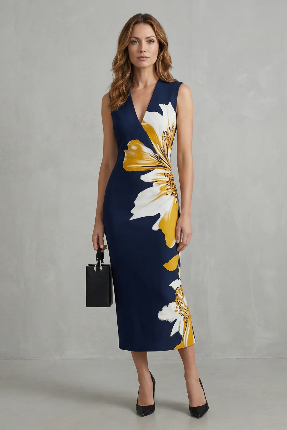 Veloura – Bold floral contrast – Midi dress - Image 2