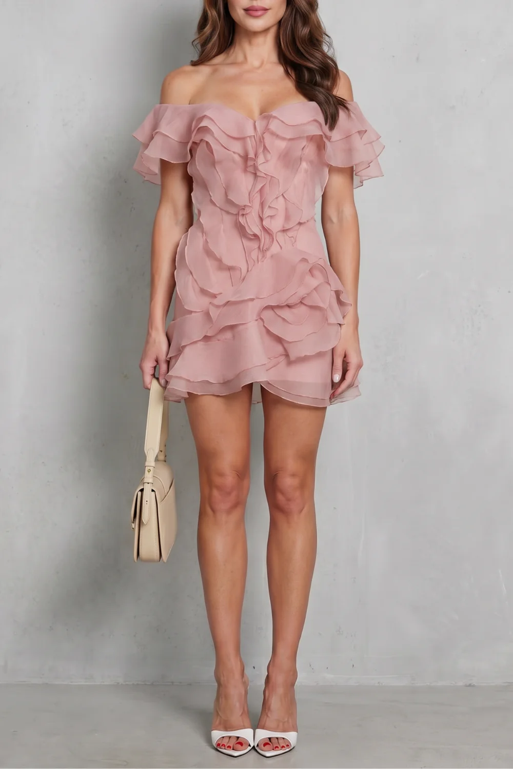 Veloura – Ruffled off-shoulder charm – Mini dress - Image 5