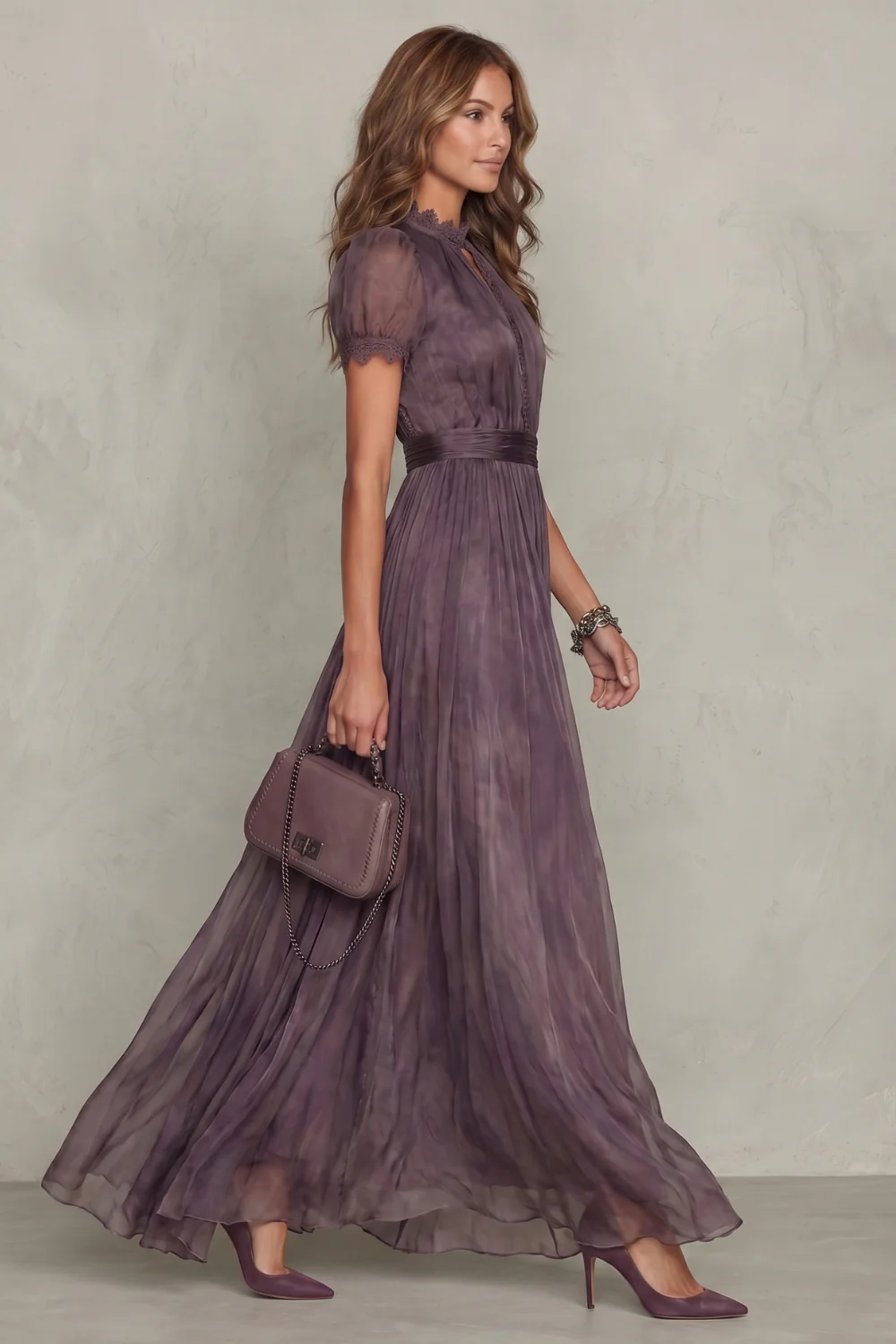 Velouraine – Lace keyhole elegance – Maxi dress - Image 3