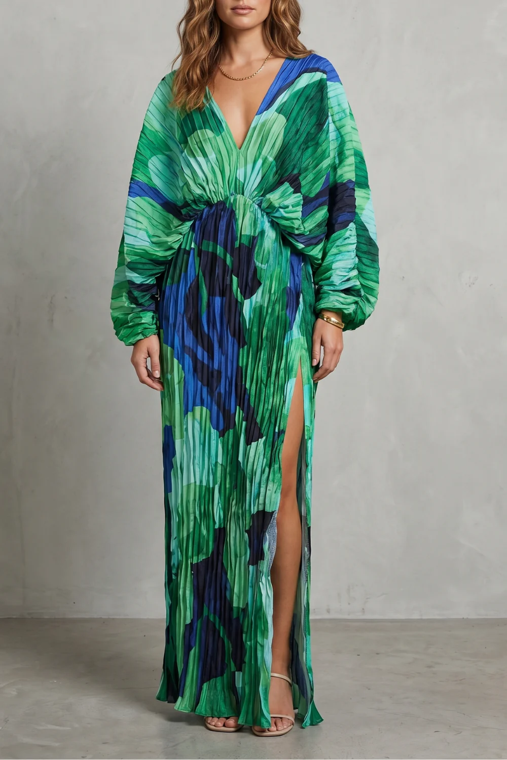 Verdanova – Pleated kimono allure – Maxi dress