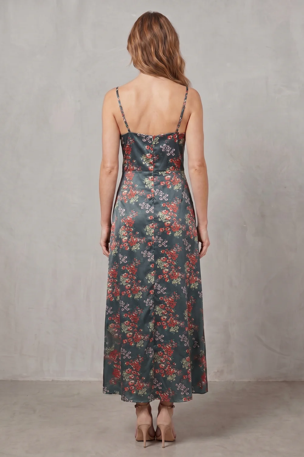 Verdelune – Satin floral allure – Midi dress - Image 4