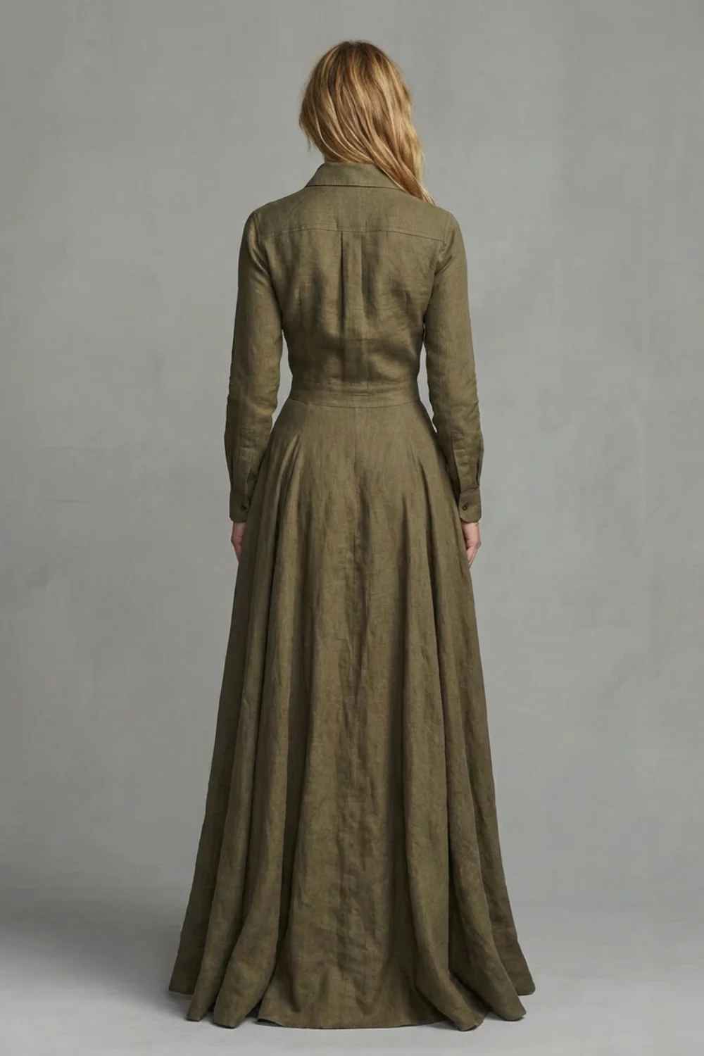 Verona – Long-Sleeved Collared Maxi Dress - Image 4