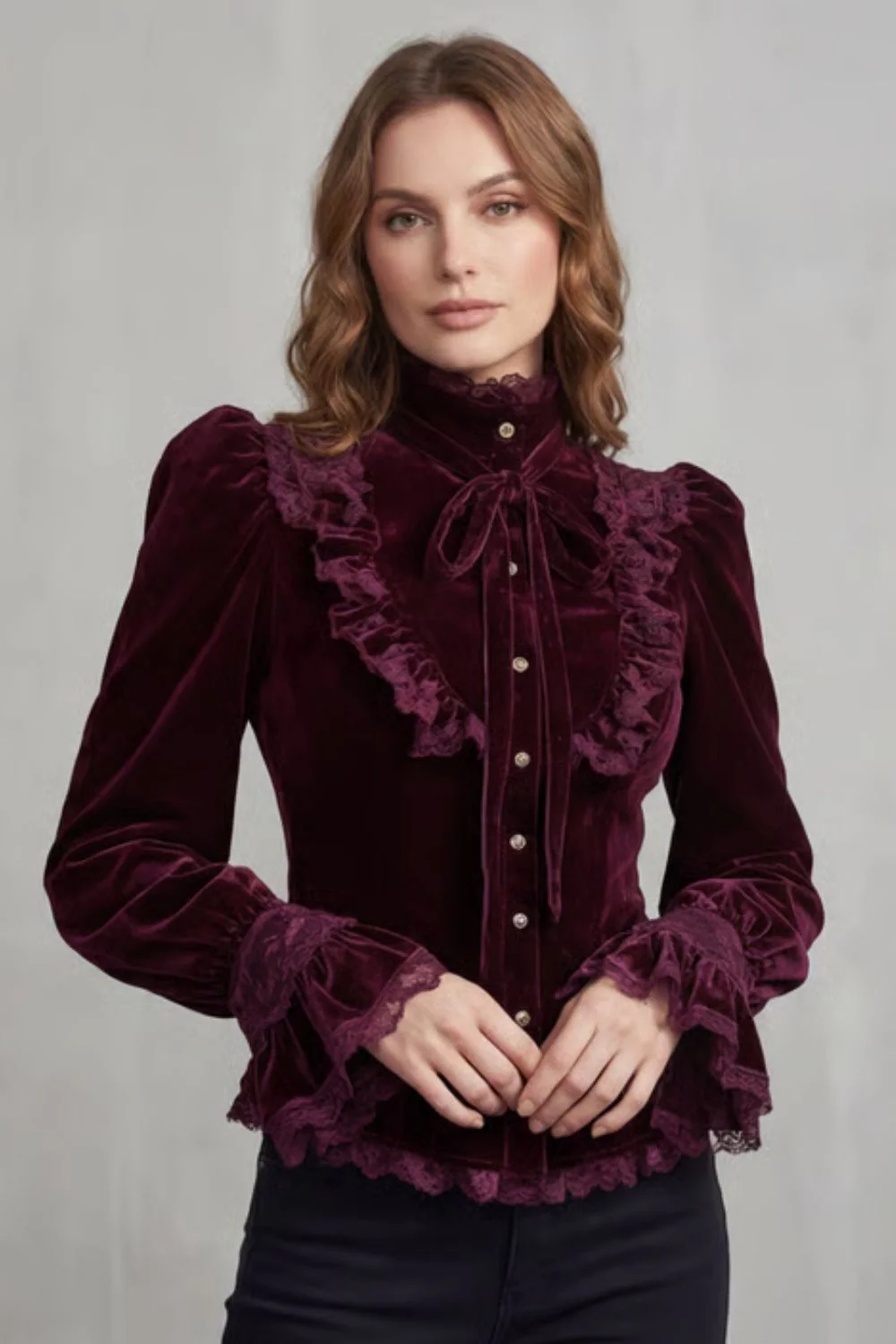 Vignoletta – Ruffled velvet lace – Victorian blouse - Image 5