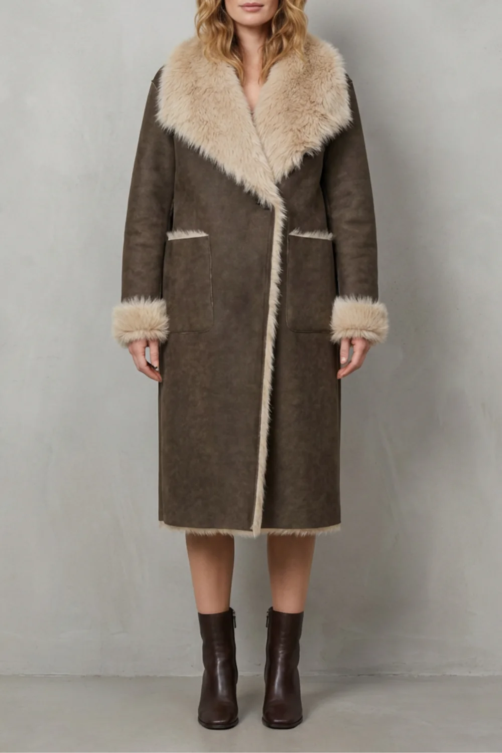 Virellia – Reversible texture – Faux shearling coat