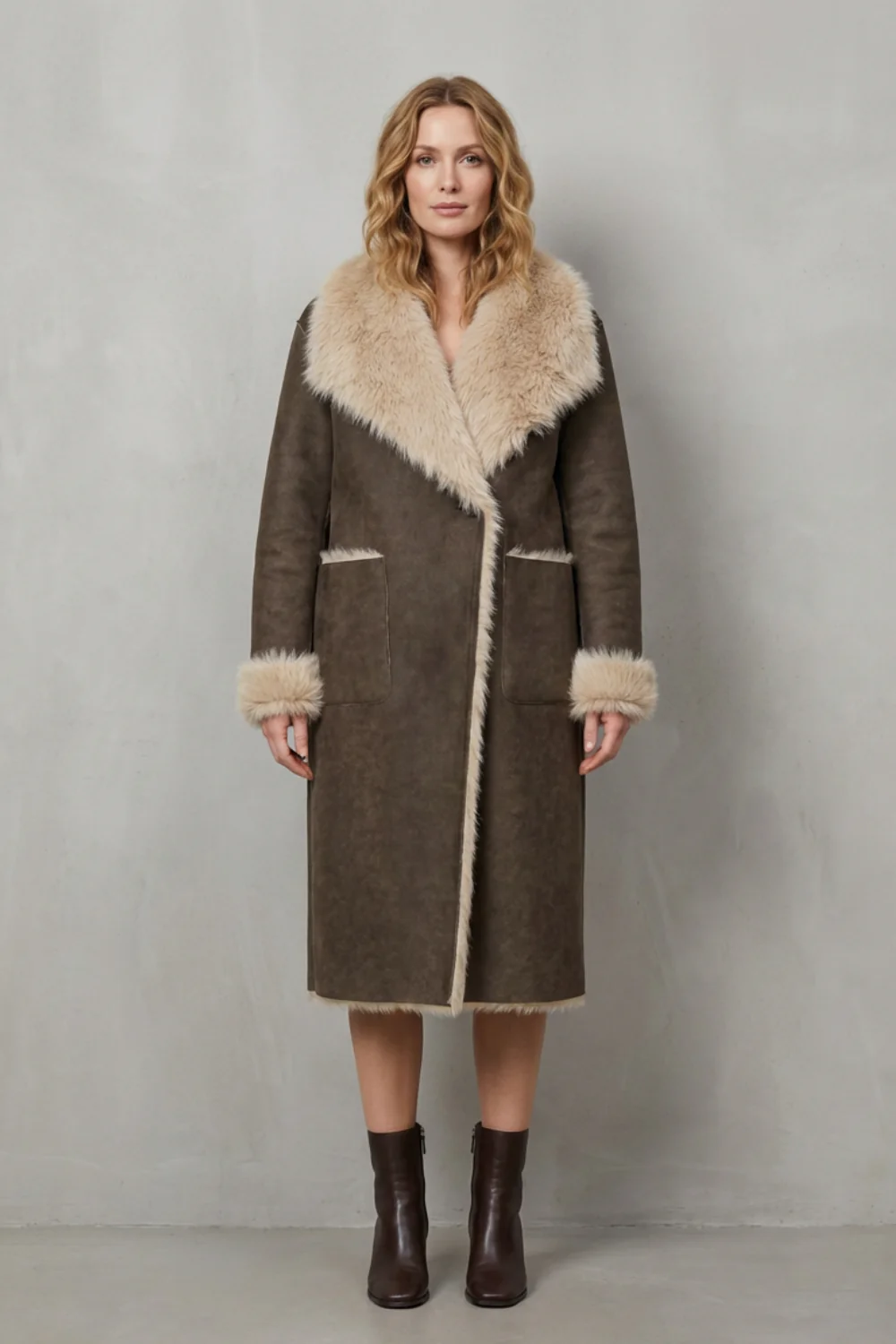 Virellia – Reversible texture – Faux shearling coat - Image 2