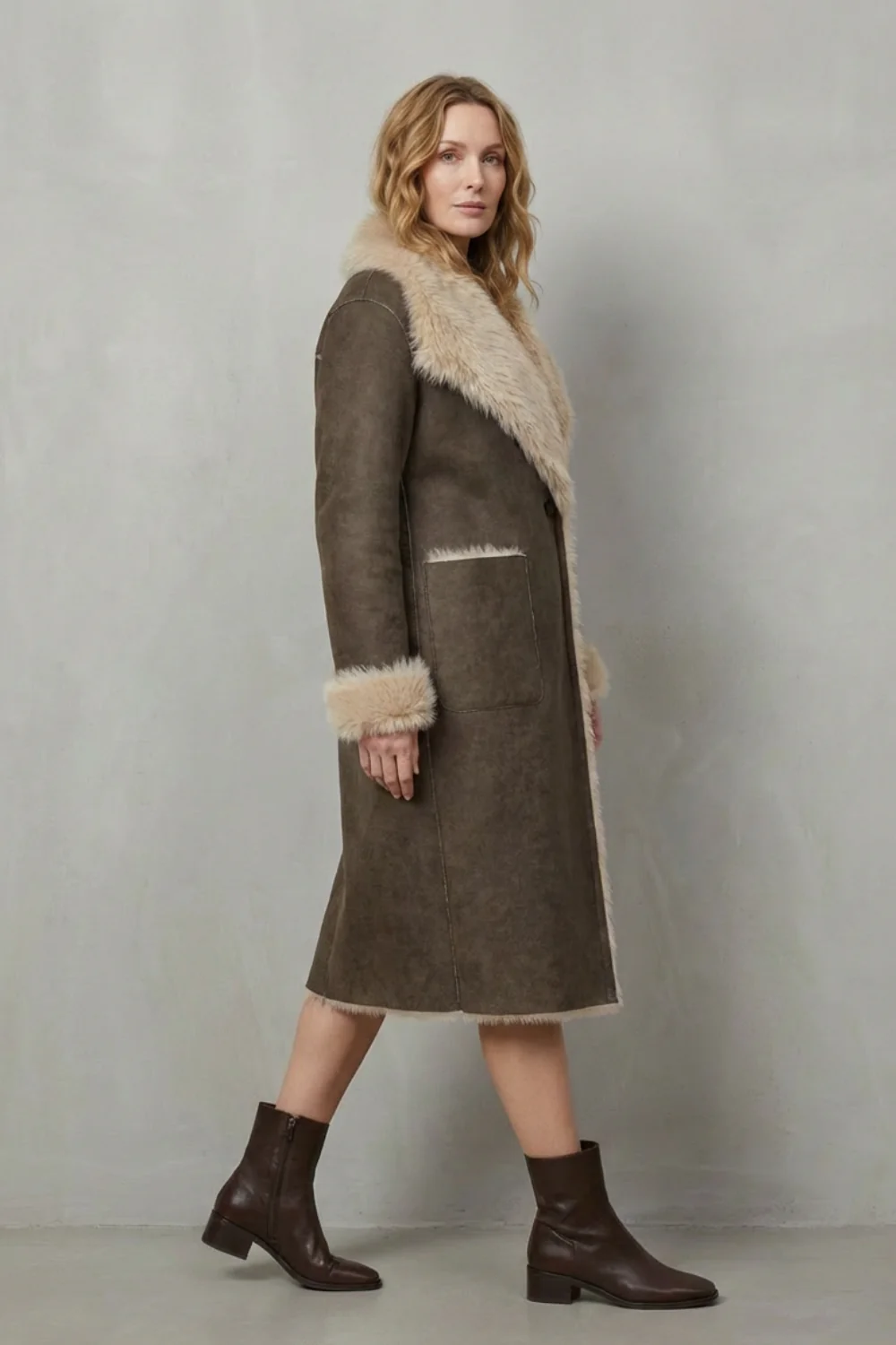 Virellia – Reversible texture – Faux shearling coat - Image 3