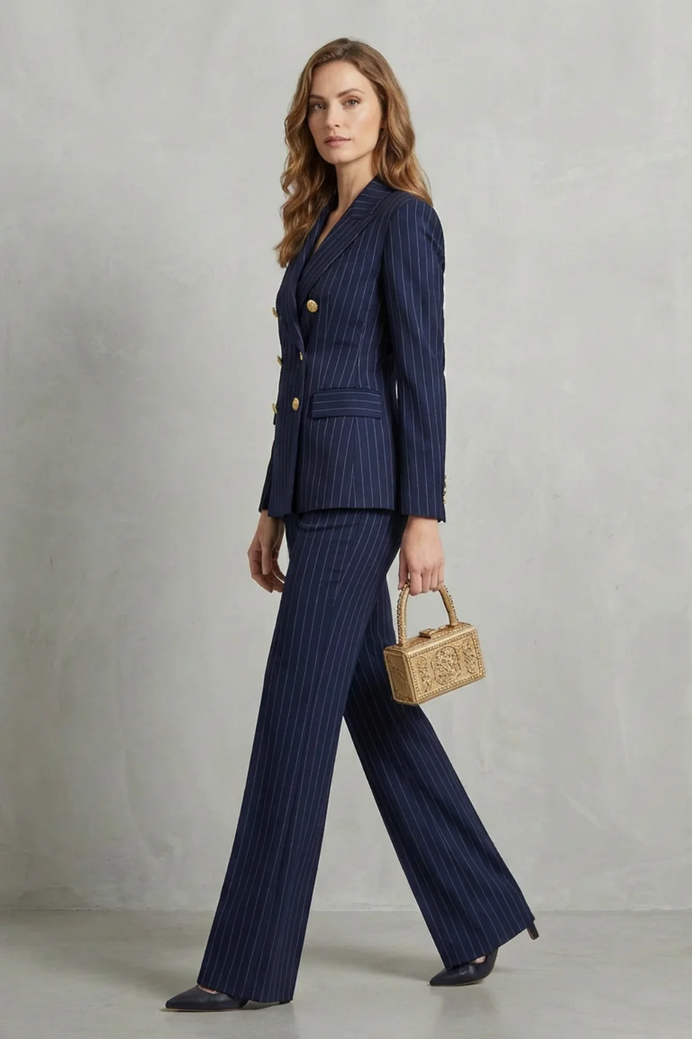 Vivienne – Double-Breasted Pinstripe Power Suit – Two-Piece Set - Image 3