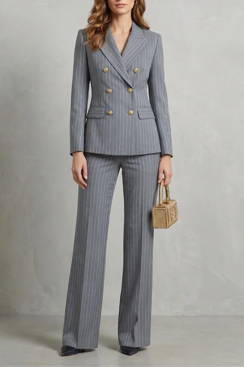 Vivienne – Double-Breasted Pinstripe Power Suit – Two-Piece Set - Image 5