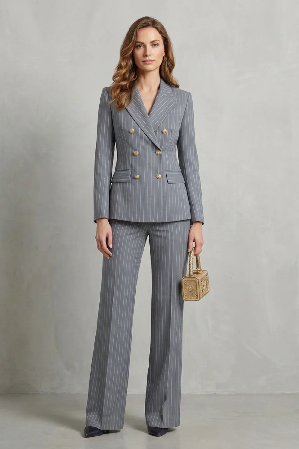 Vivienne – Double-Breasted Pinstripe Power Suit – Two-Piece Set - Image 6