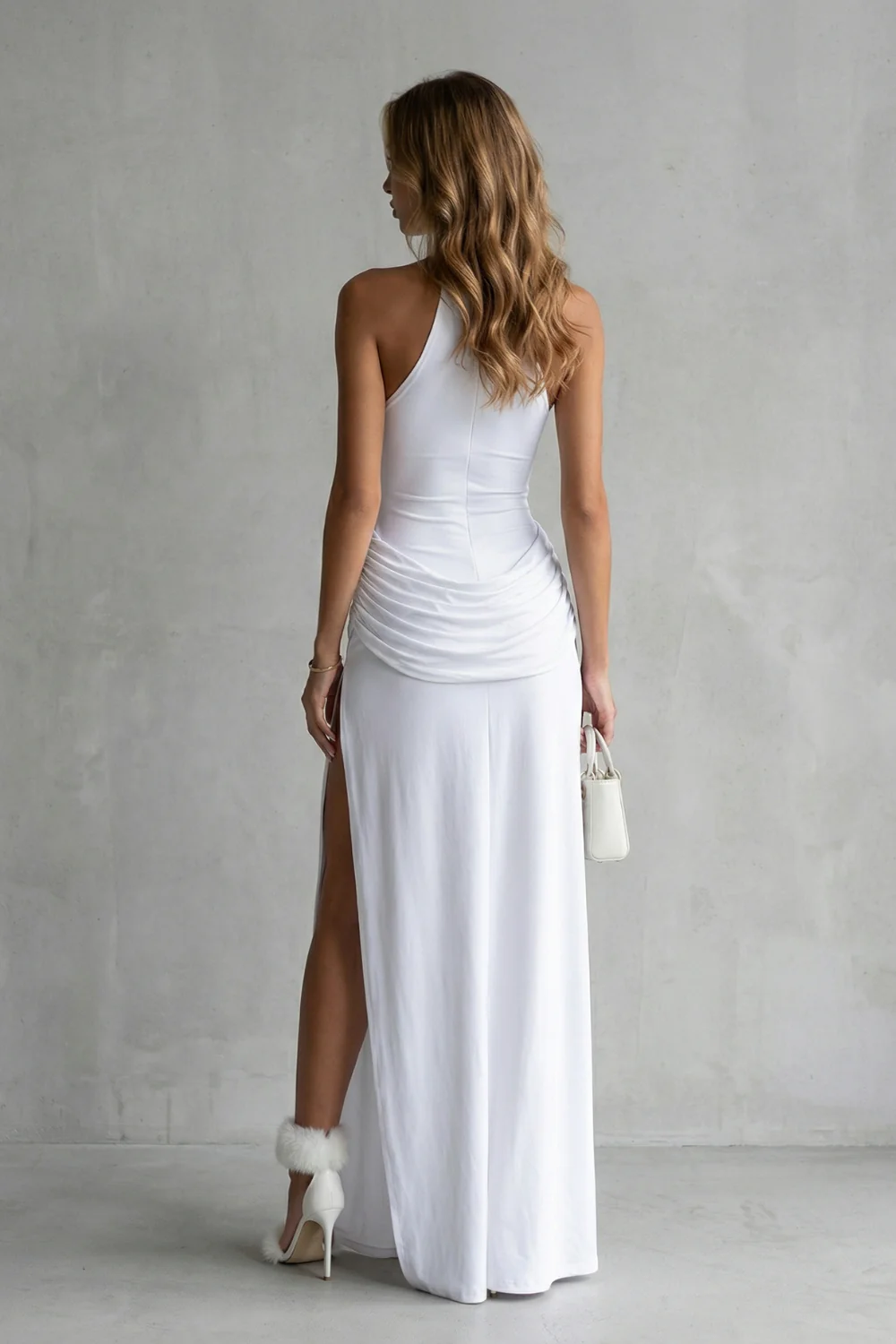 Winona – Sleek sophistication – Women’s High-Neck Sleeveless High-Slit Maxi Dress - Image 4