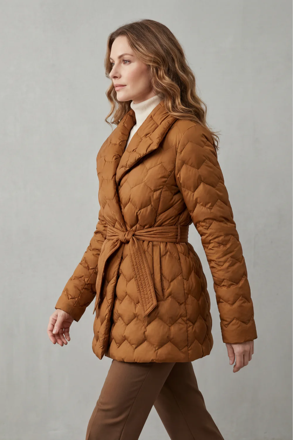 Solenza – Sculpted quilt – Belted puffer jacket - Image 3