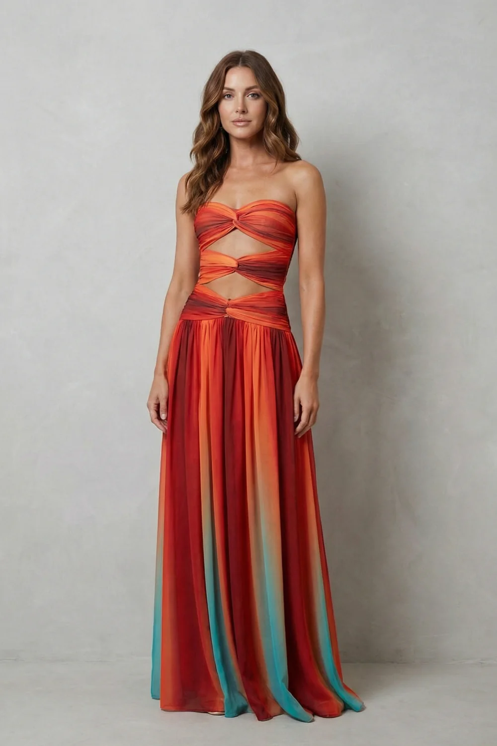 Zafrina – Sunset ombré allure – Strapless maxi dress - Image 2