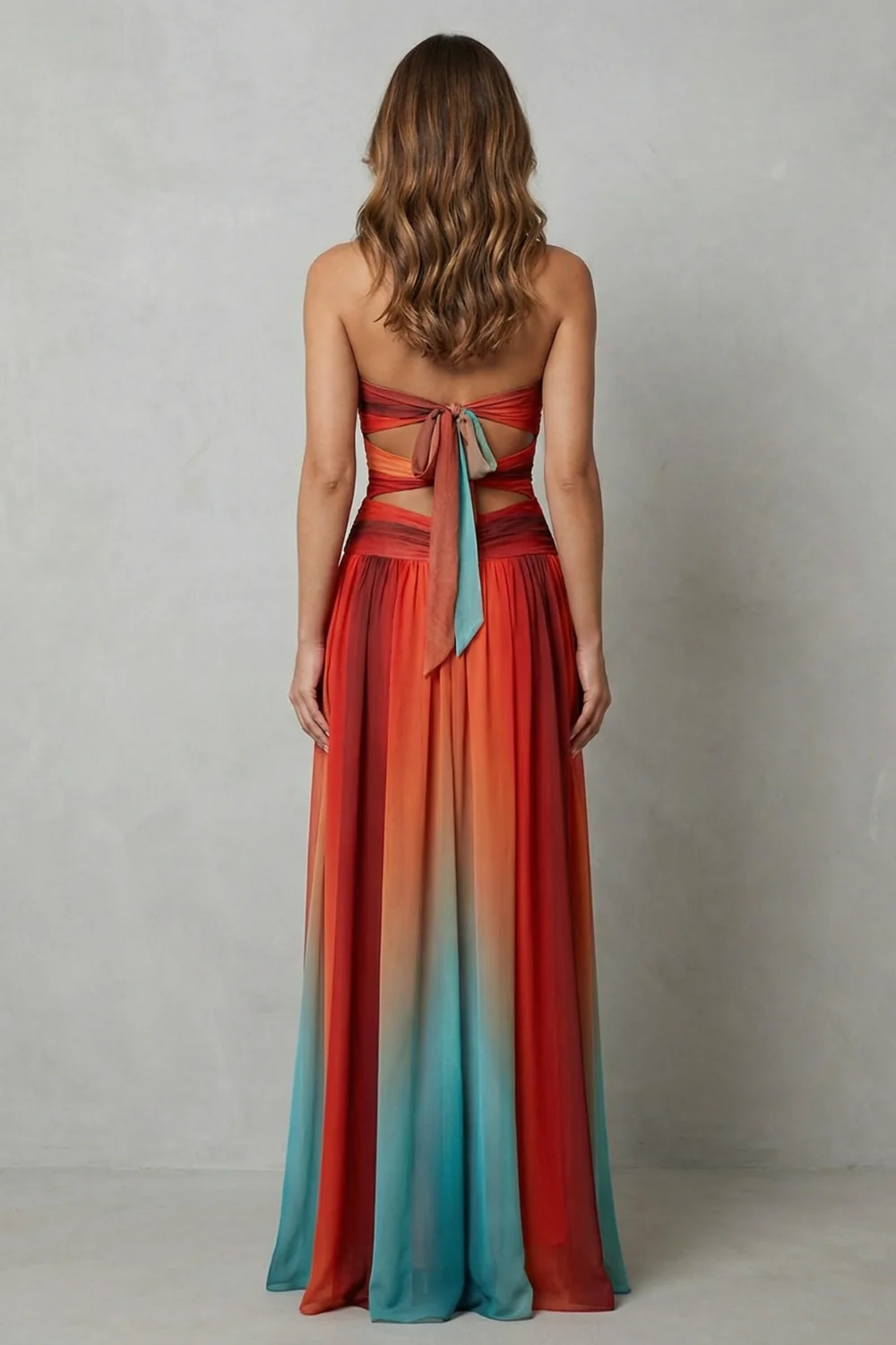 Zafrina – Sunset ombré allure – Strapless maxi dress - Image 4