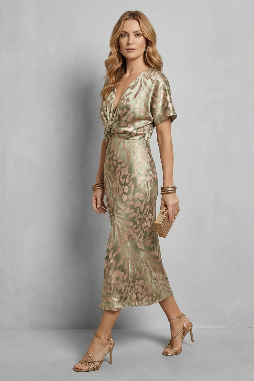 Zarielle – Draped elegance – V neck maxi dress - Image 3